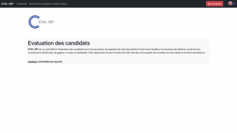 Page d'accueil application EVAL-MP 